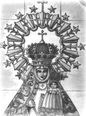 Virgen de Montesclaros, en hall de entrada de La Casona