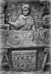 Representación del comercio romano: puesto de verduras
