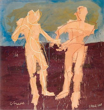 Dos figuras, 1986. Óleo / lienzo. 210 x 200 cm.