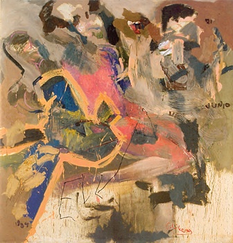 El-la, 1984. Óleo / lienzo y objeto. 210 x 200 cm. Cortesía Galería Siboney