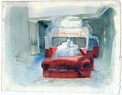 La Línea (vuelta), 1999. Acuarela / papel. 24 x 30 cm. Colección particular. Reinosa