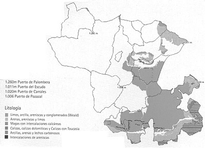Mapa 5. El Cretácico en Campoo. Fuente: elaboración propia a partir del Mapa Geológico del IGME.
