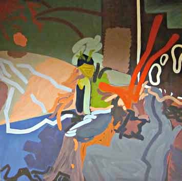La primera indivisión. Vinilo, dispersión y pigmentos sobre lienzo 200 x 200 cm